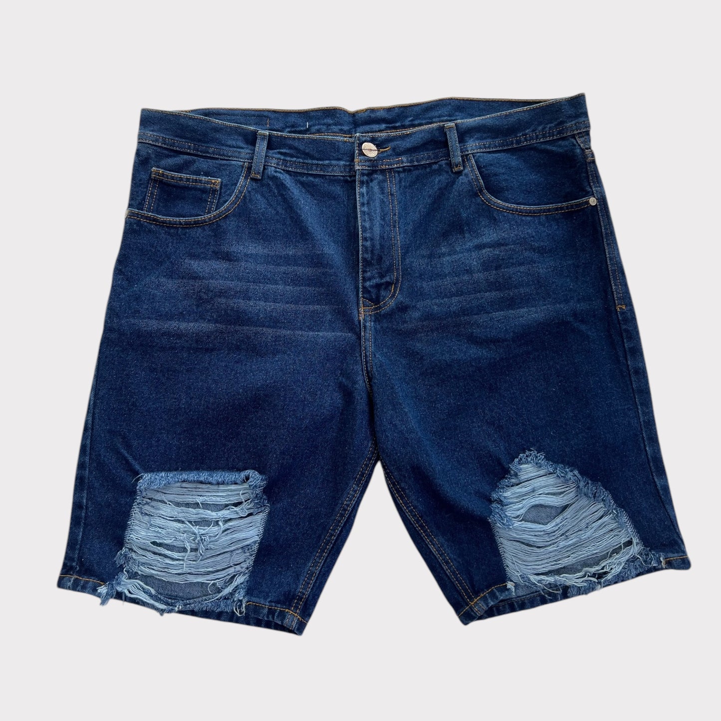 Bermuda Denim Azul Oscura Desgastada Unk