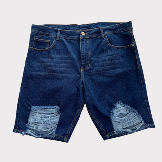 Bermuda Denim Azul Oscura Desgastada Unk