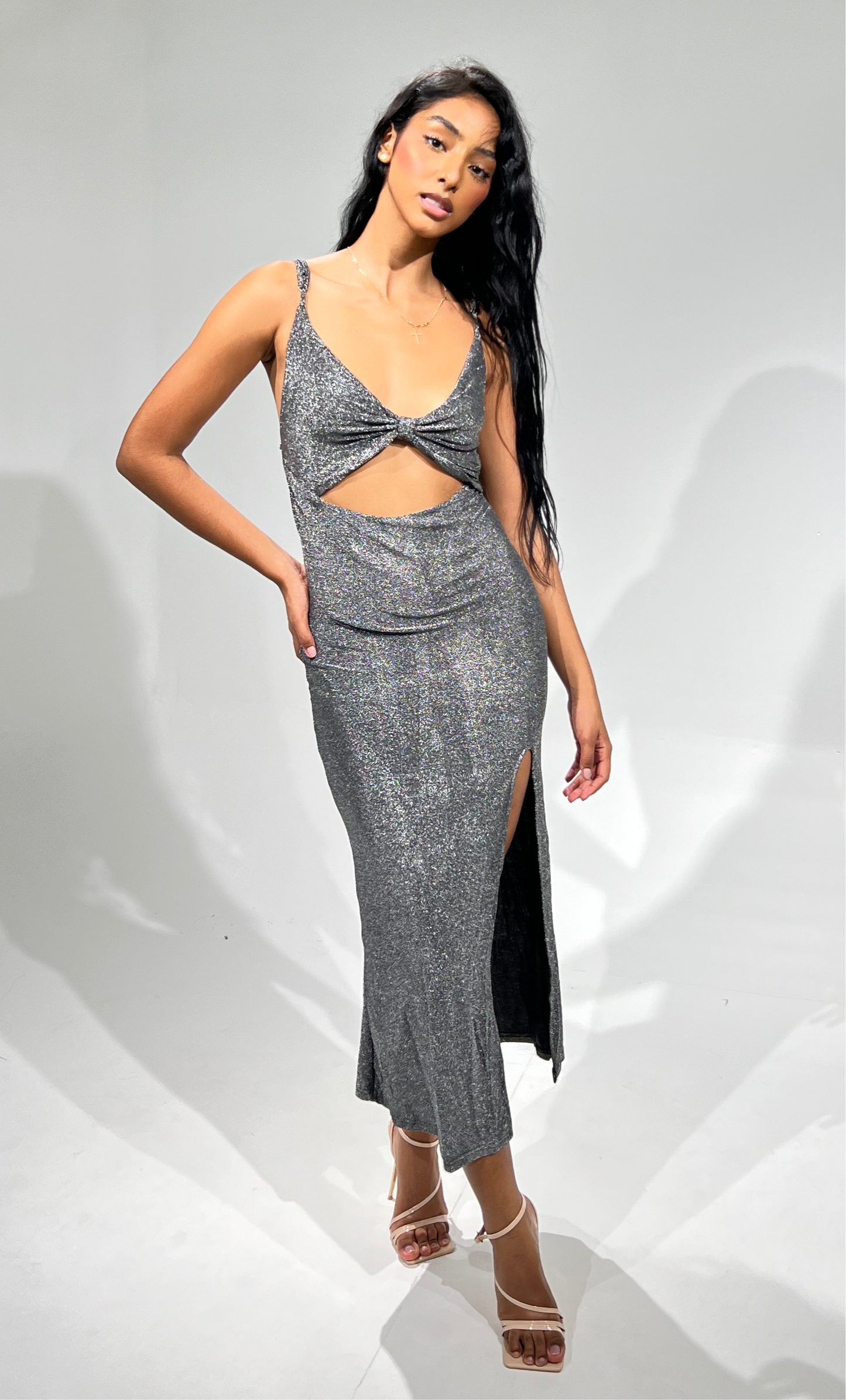 Vestido Largo Lazo Brillo