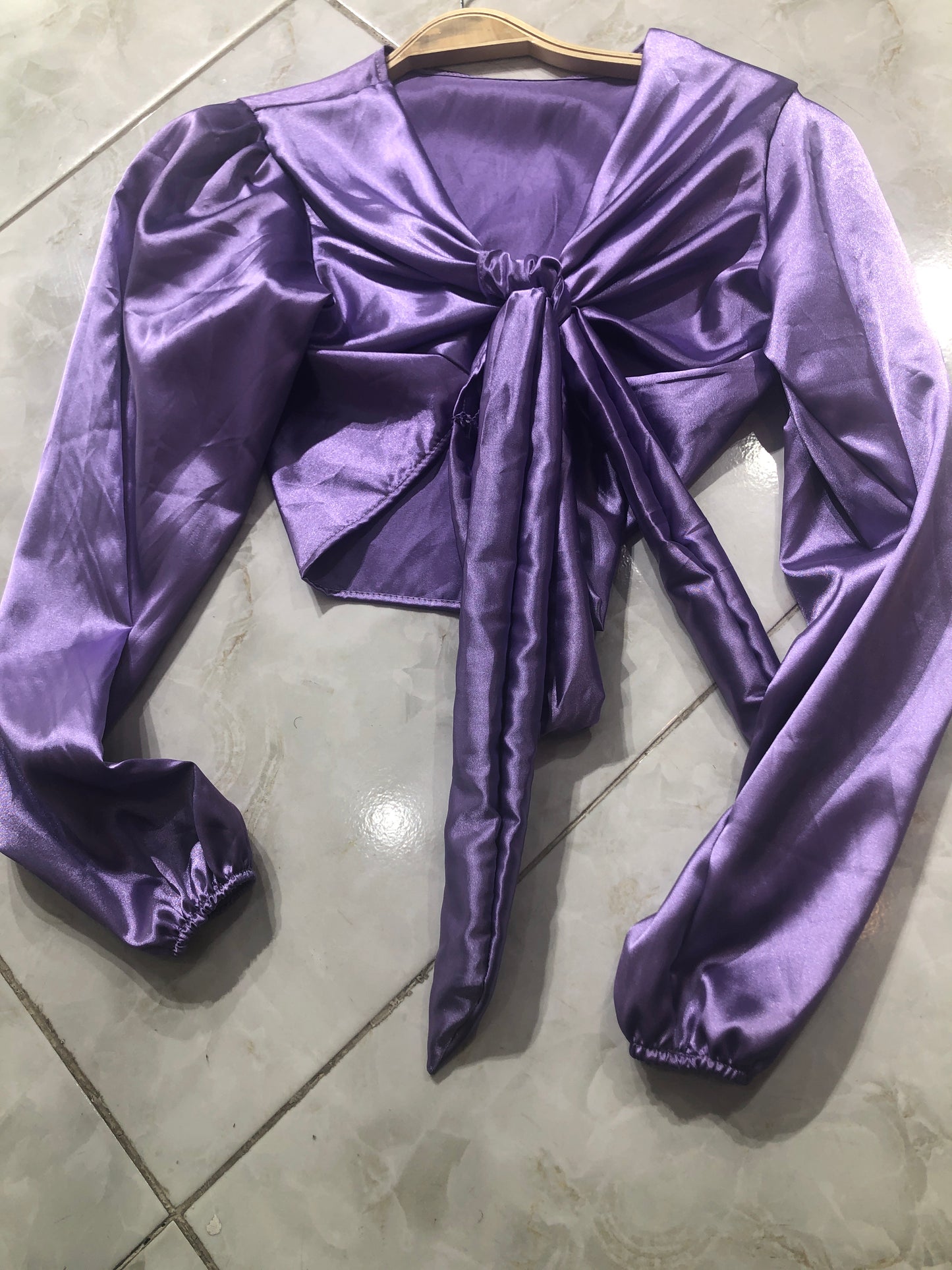 Blusa manga larga satin