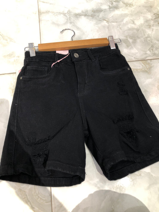 Bermuda Jeans Strech Negra Roto Dama Unk
