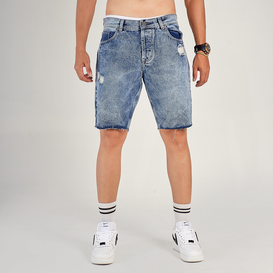 Bermuda Denim Gris Oscura Desgastada Unk