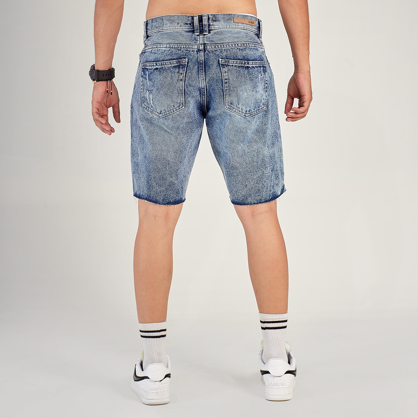 Bermuda Denim Gris Oscura Desgastada Unk