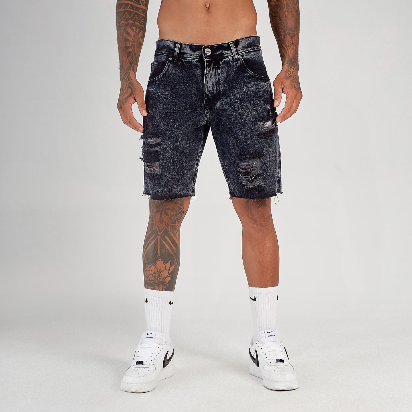 Bermuda Denim Negra Rota Unk