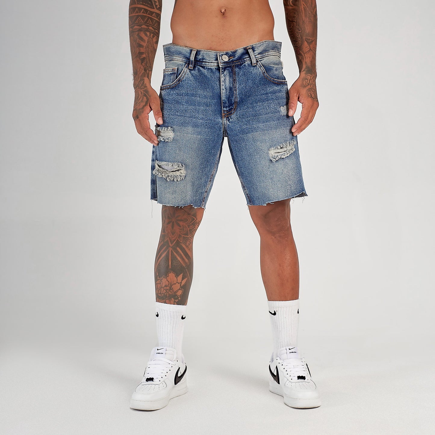 Bermuda Denim Azul Desgastada Unk