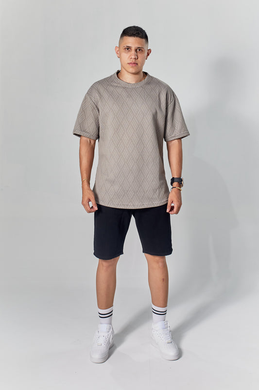 Camiseta Oversized Textura hexagonal gris