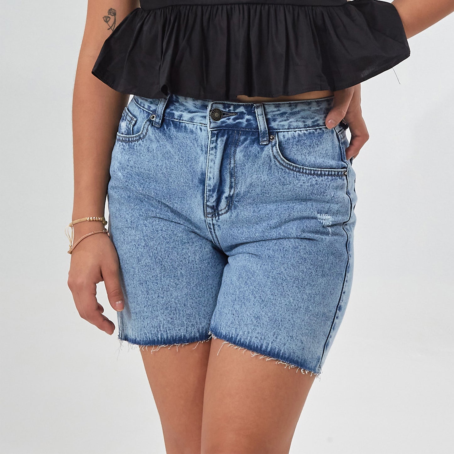 Bermuda Jeans Rigida Prelavada Dama Unk