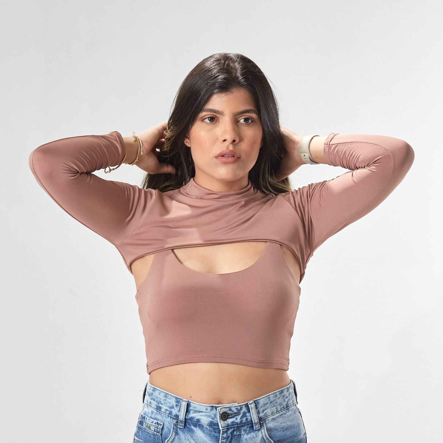 BLUSA CUELLO ALTO MANGA LARGA