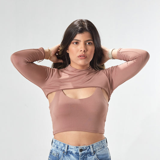 BLUSA CUELLO ALTO MANGA LARGA