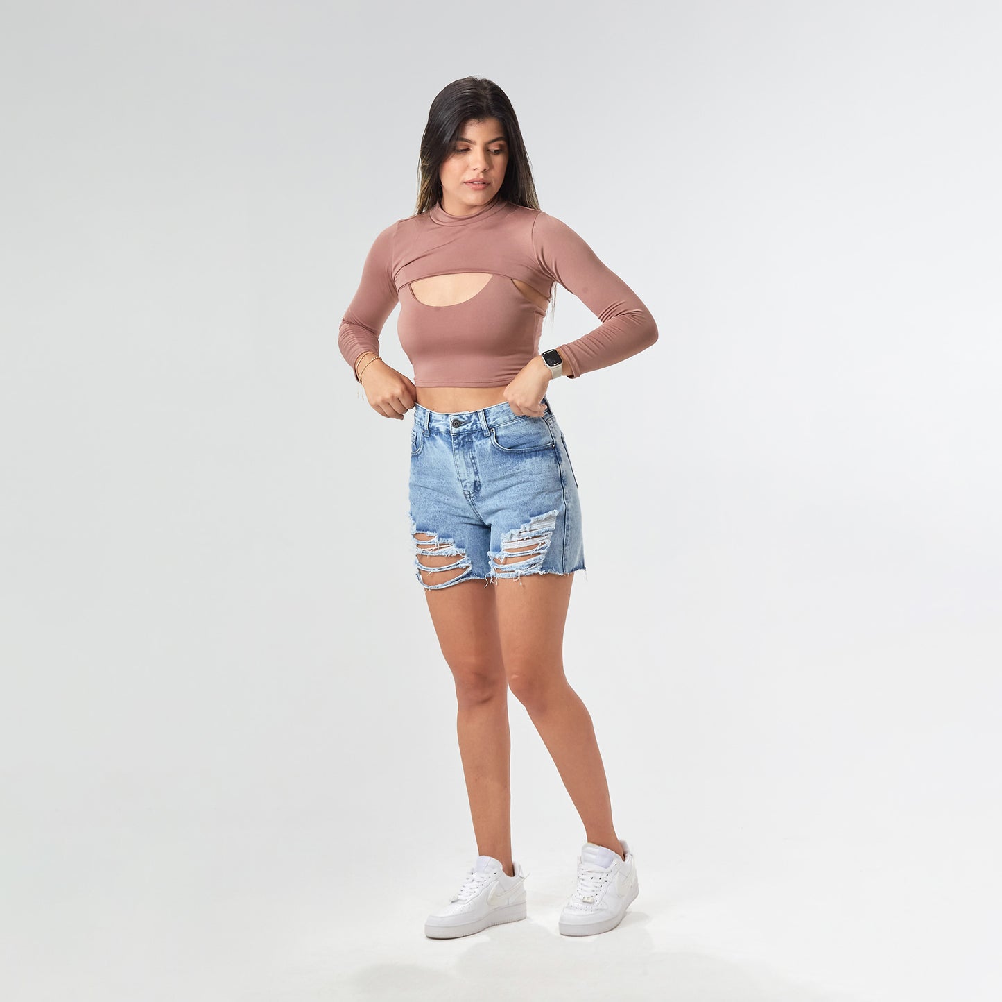 BLUSA CUELLO ALTO MANGA LARGA