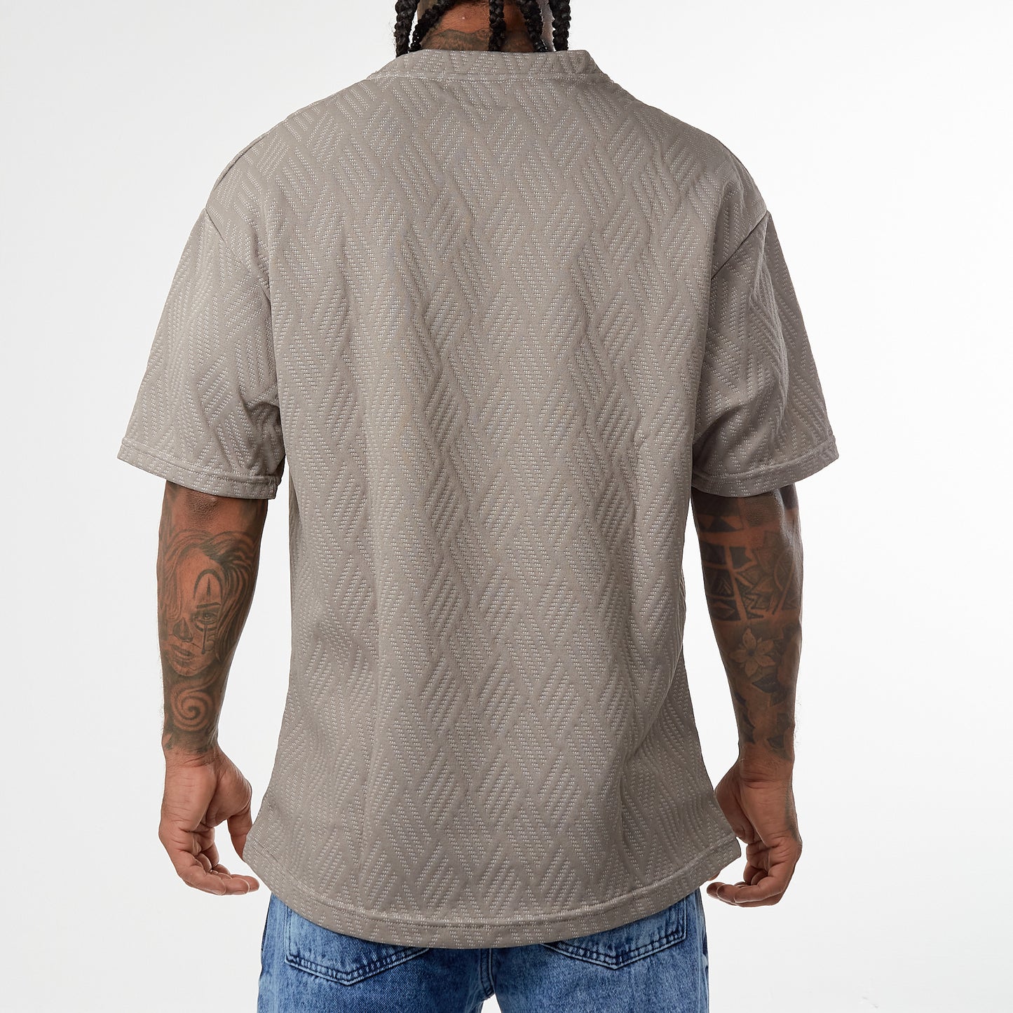 Camiseta Oversized Textura rombo gris