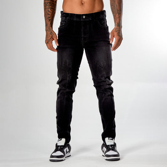 Jean caballero negro prelavado liso