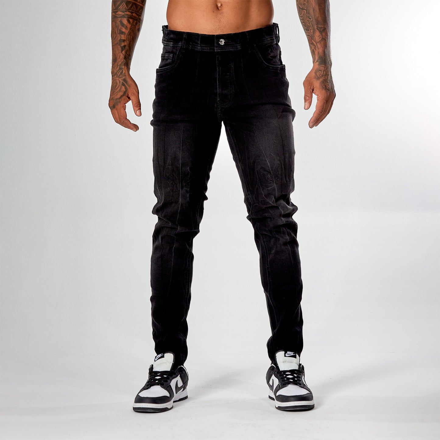 Jean caballero negro prelavado liso