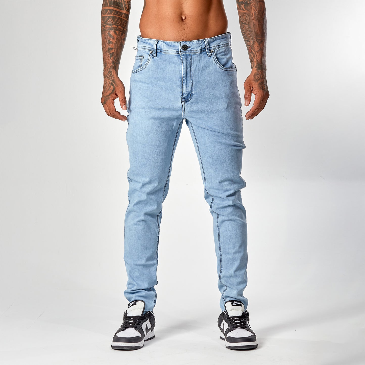 Jean caballero azul claro liso