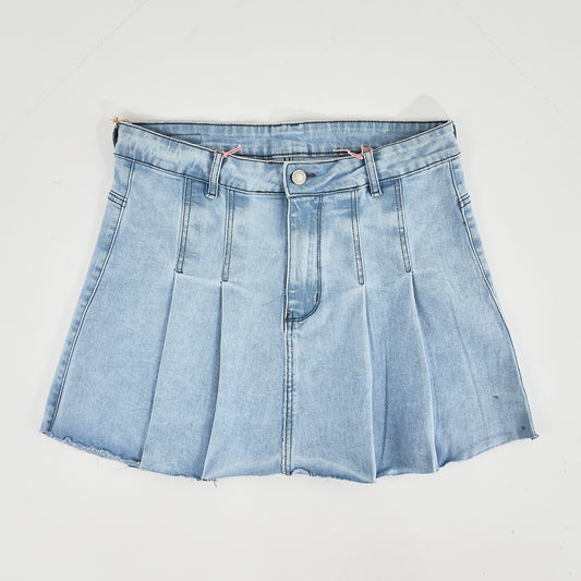 Falda Pliegues Jeans Claro Unk