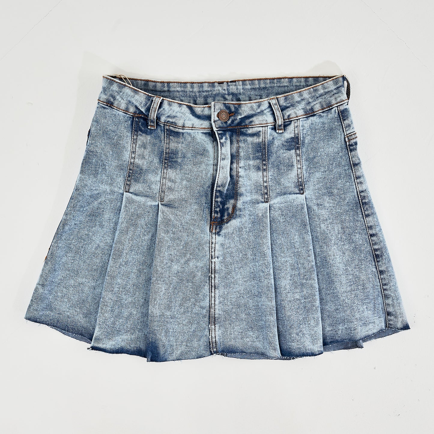 Falda de jean plisada oscura