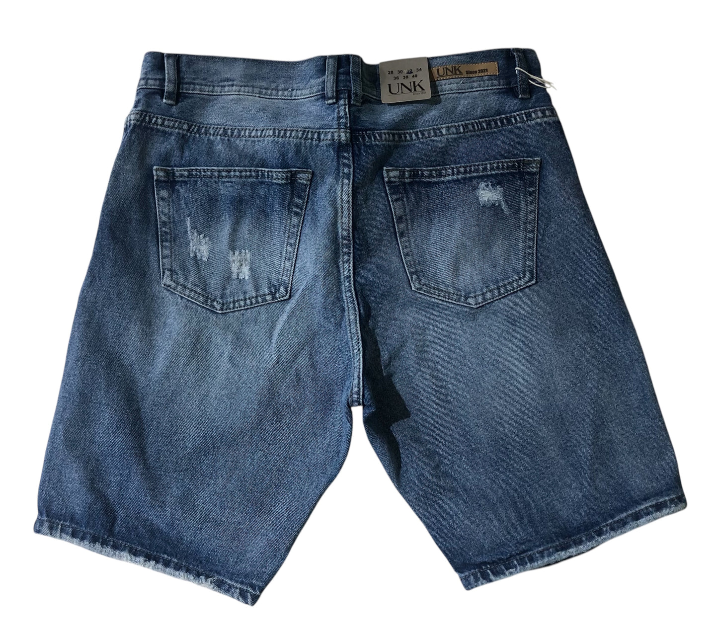 BERMUDA JEAN DESGASTE BLANCO COSTURA GRIS