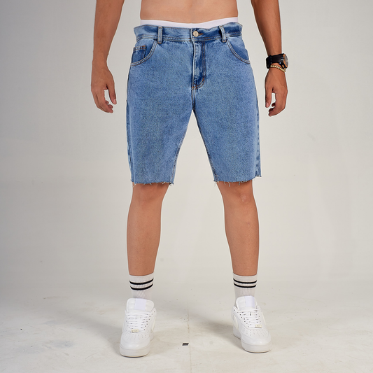 Bermuda Denim Azul Claro Básica Unk
