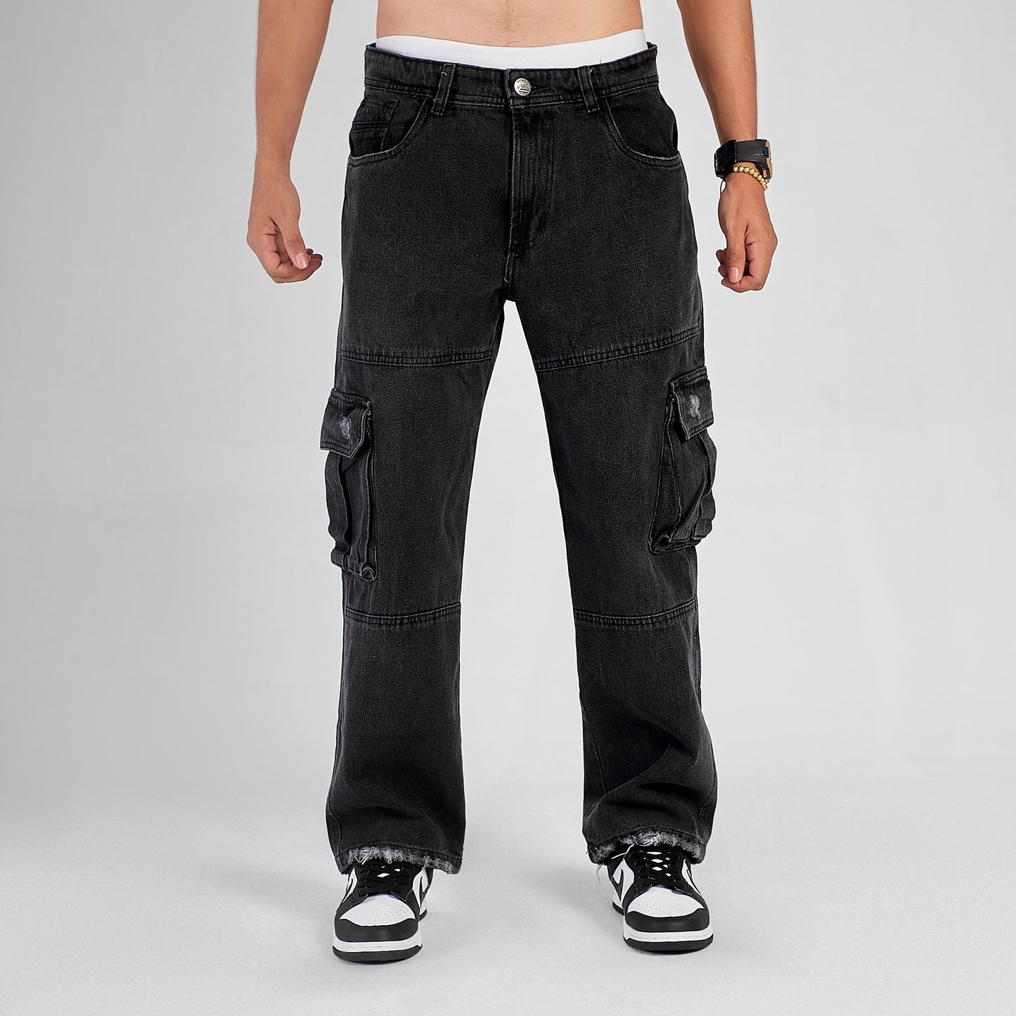Boyfriend caballero negro con bolsillos