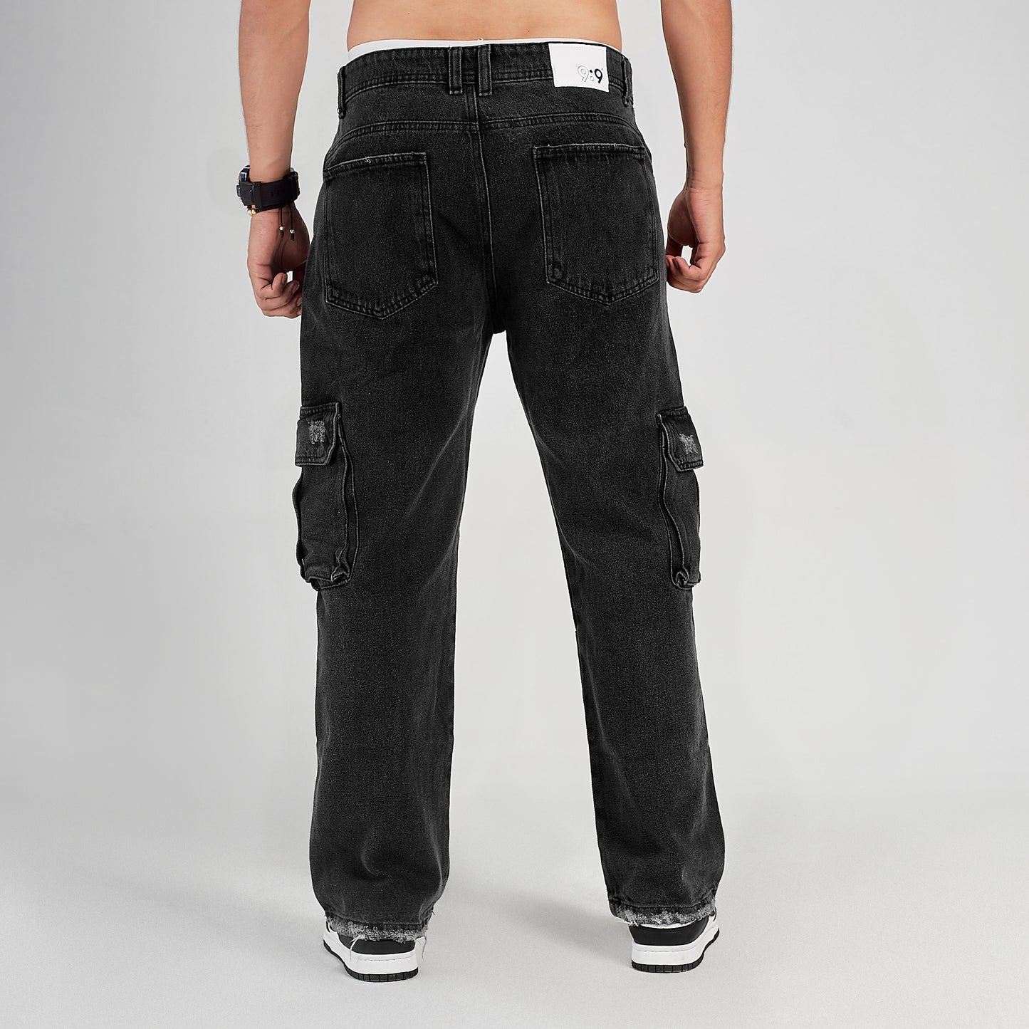 Boyfriend caballero negro con bolsillos