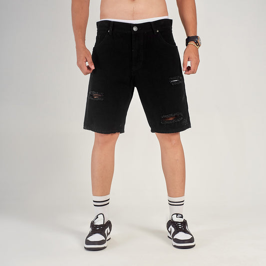 Bermuda Jeans negra con detalles