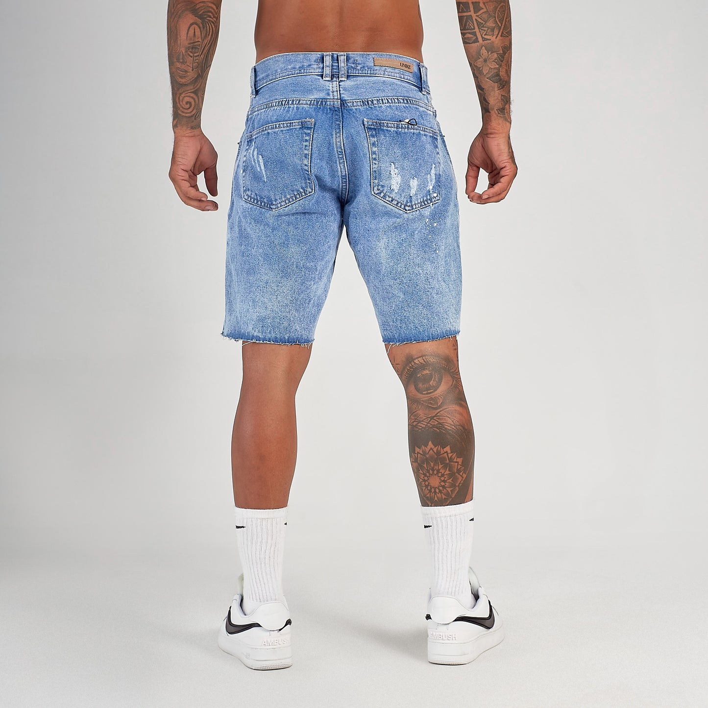 Bermuda Denim Lavado Desgastada con Rotos Unike