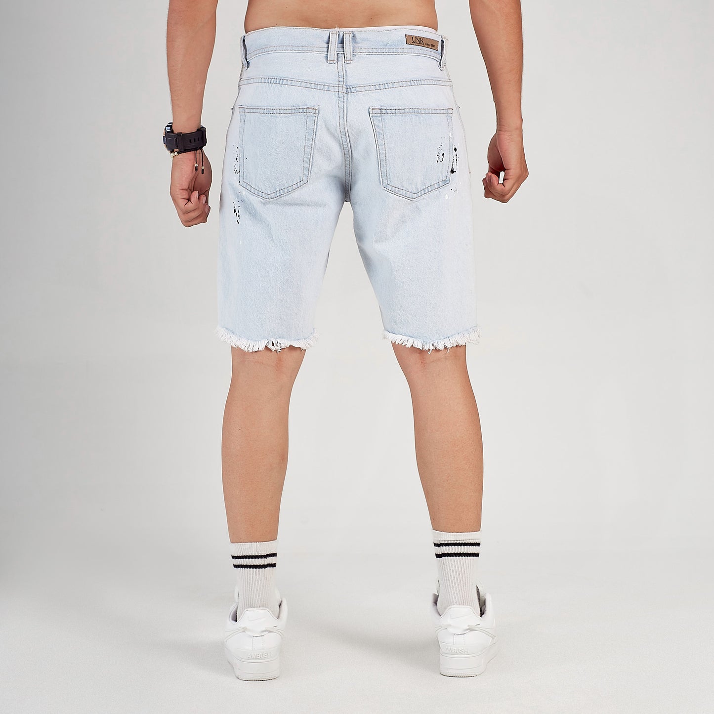 Bermuda Denim Rota con Salpicaduras Unike