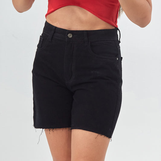 Bermuda Jeans Rigida Negra Dama Unk