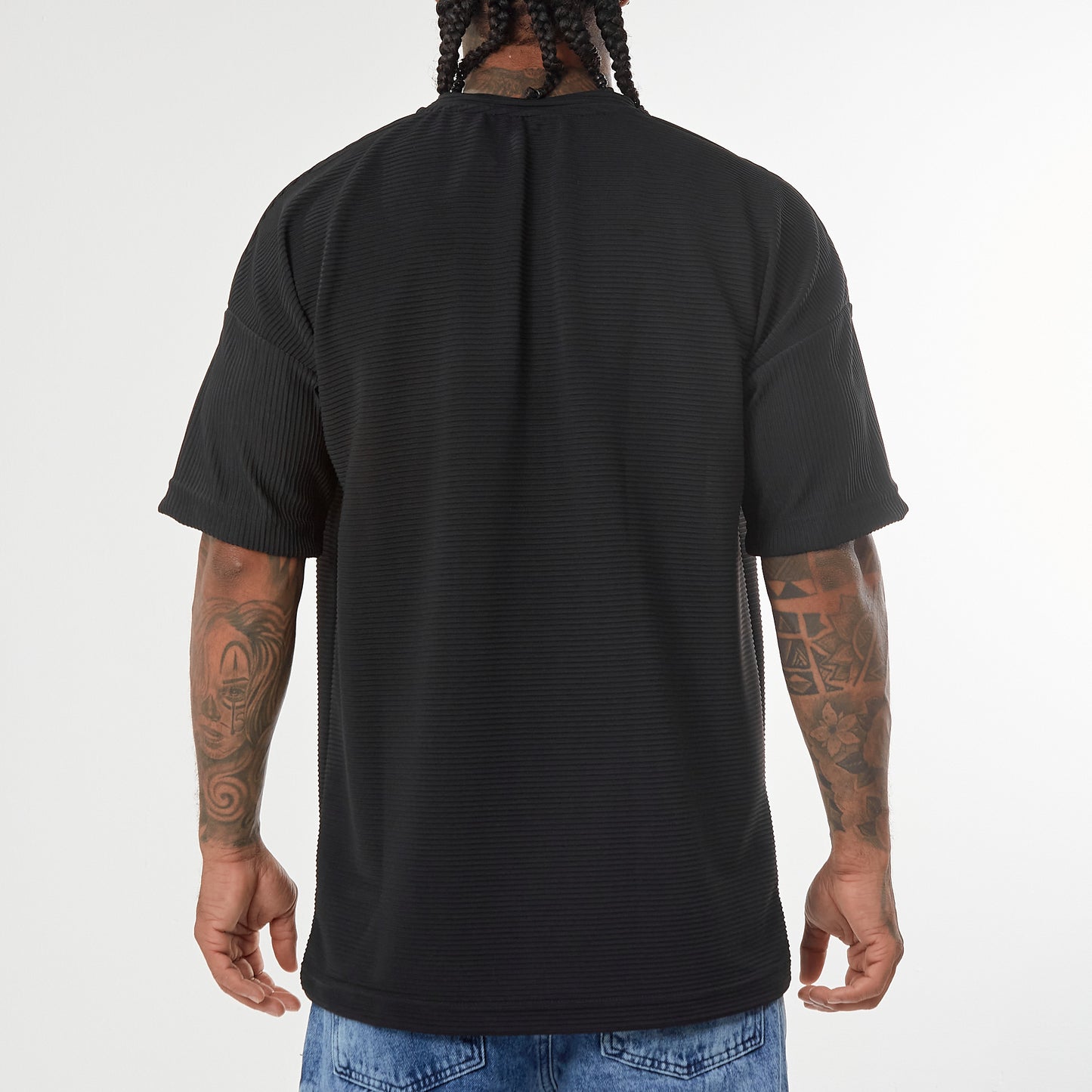 Camiseta negra Oversize textura rib