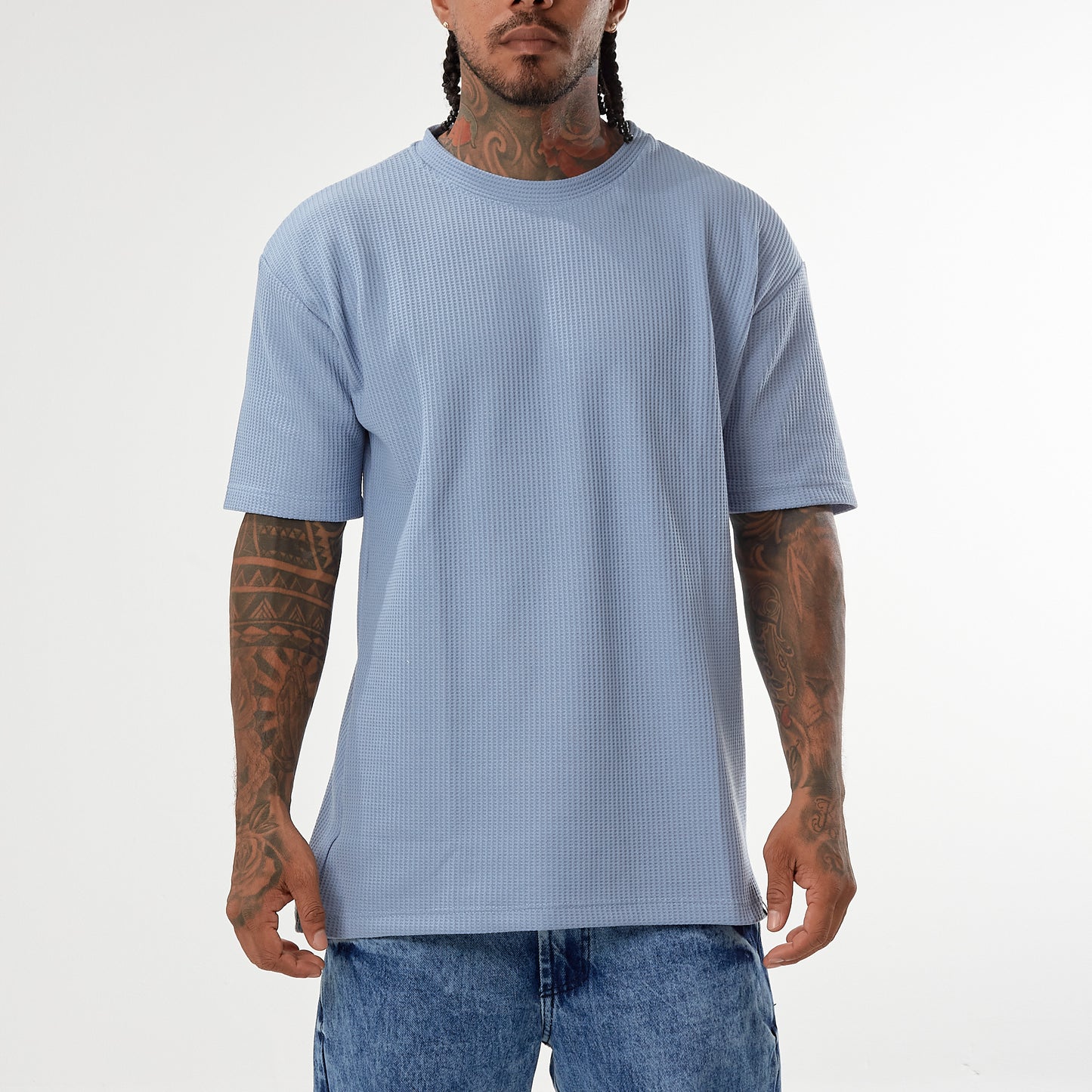 Camiseta azul claro Oversize textura galleta