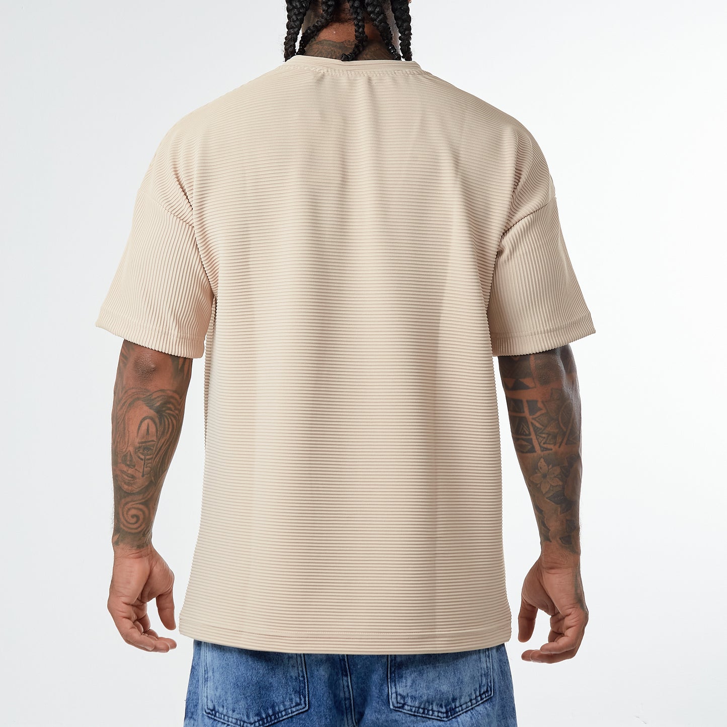 Camiseta beige Oversize textura rib