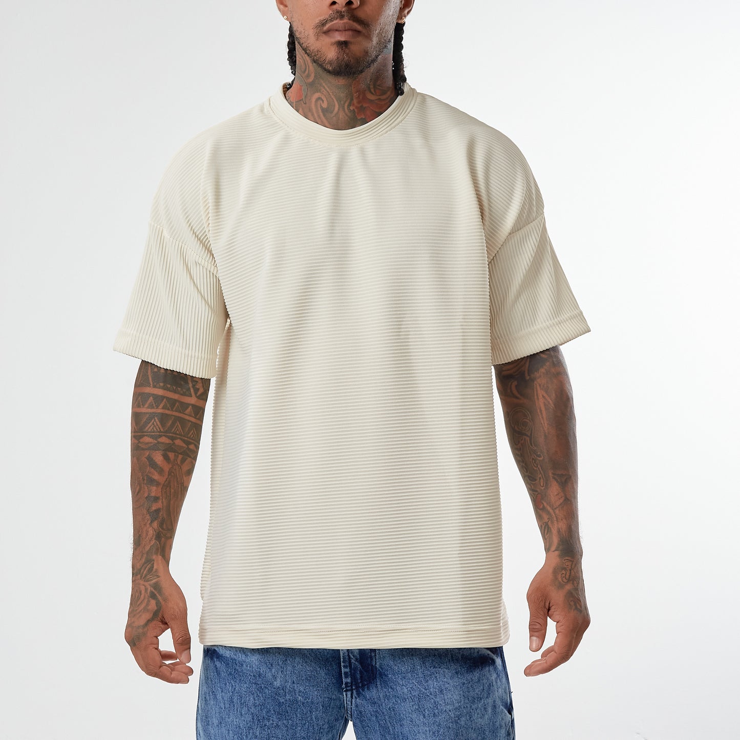 Camiseta nude Oversize textura rib