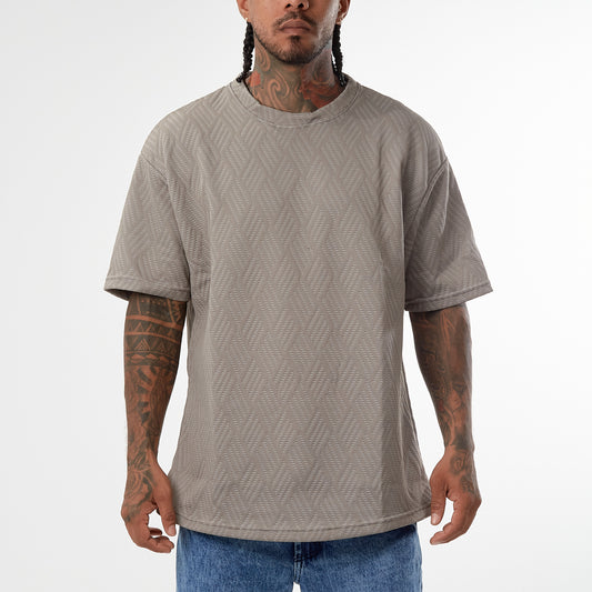Camiseta Oversized Textura rombo gris
