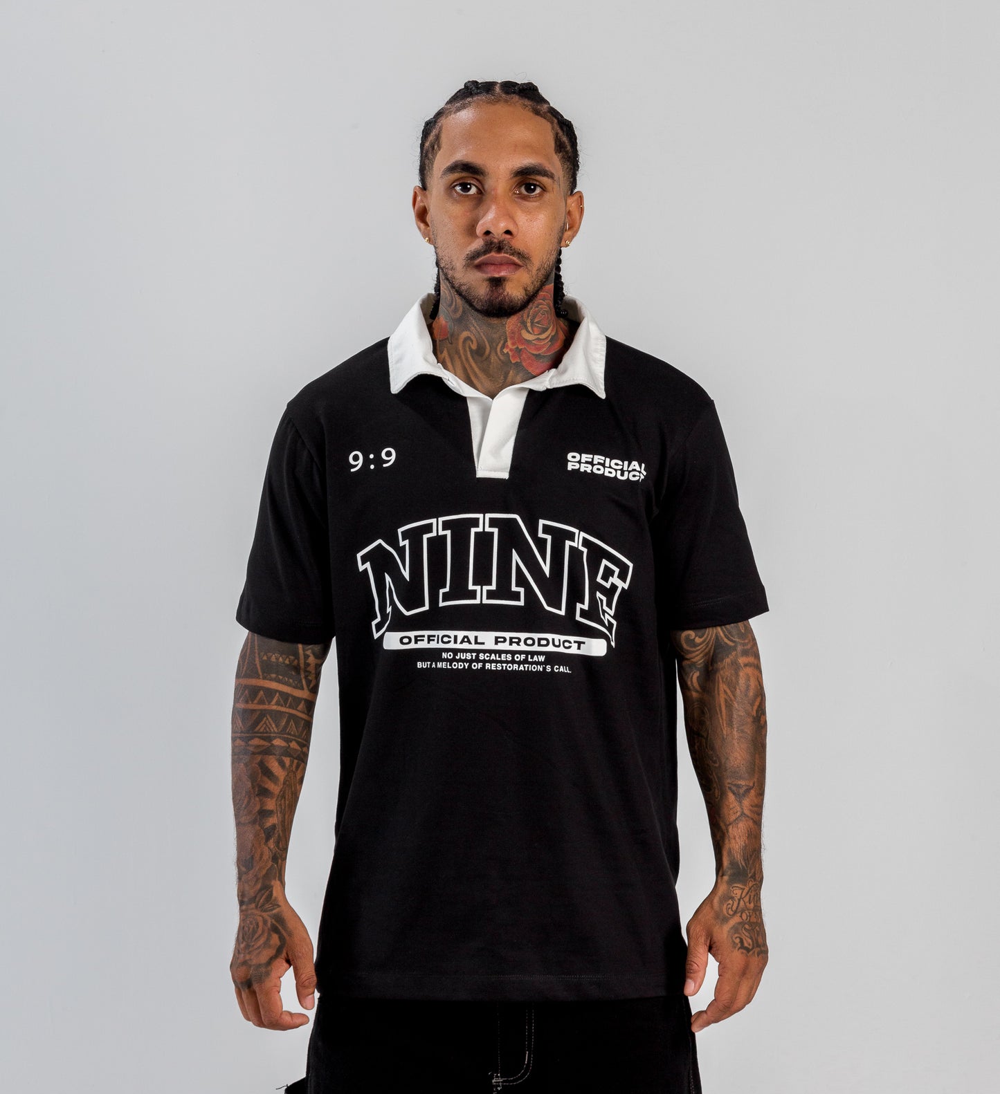Camiseta polo nine ofi blanca