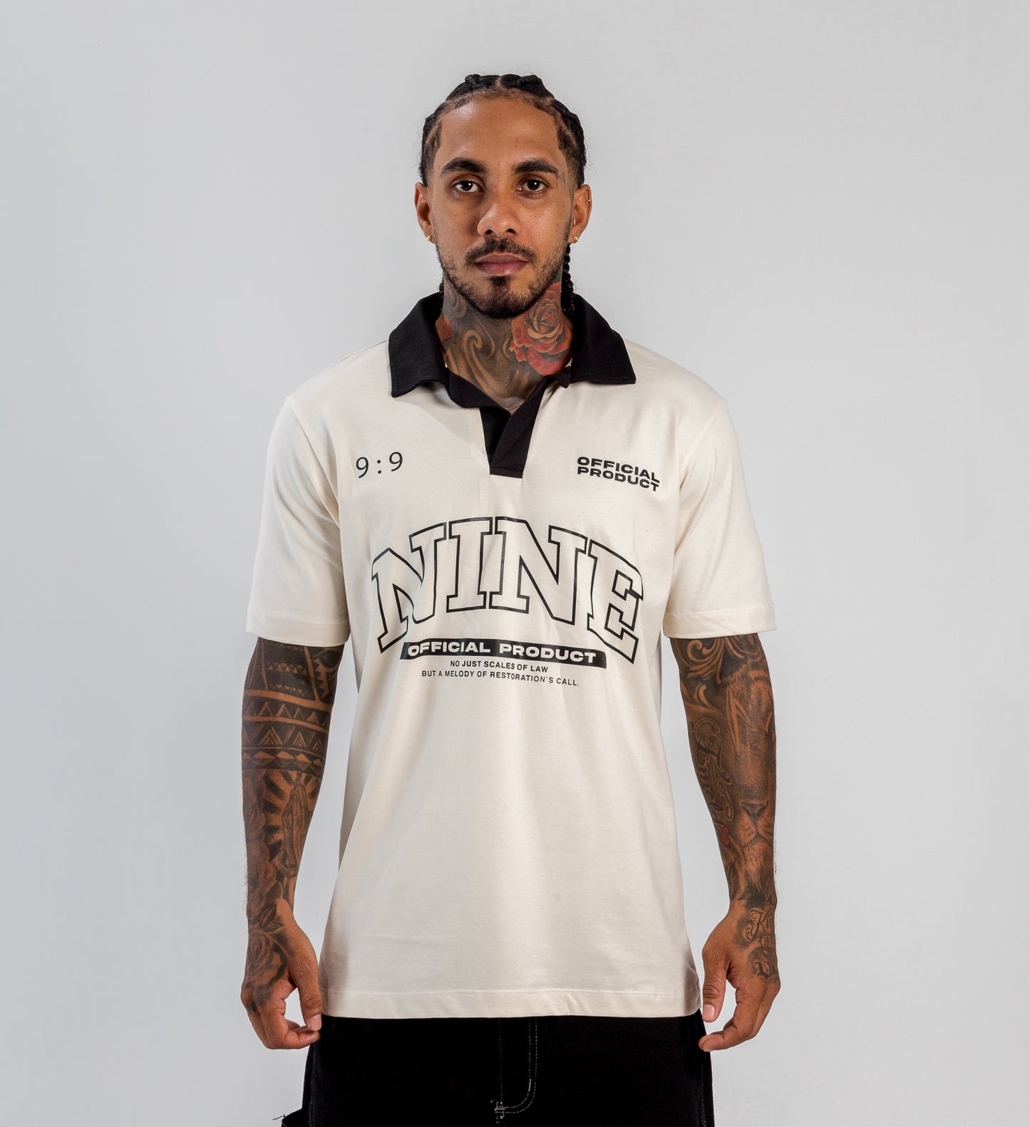 Camiseta polo nine ofi blanca
