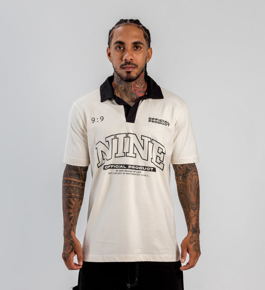 Camiseta polo nine ofi blanca